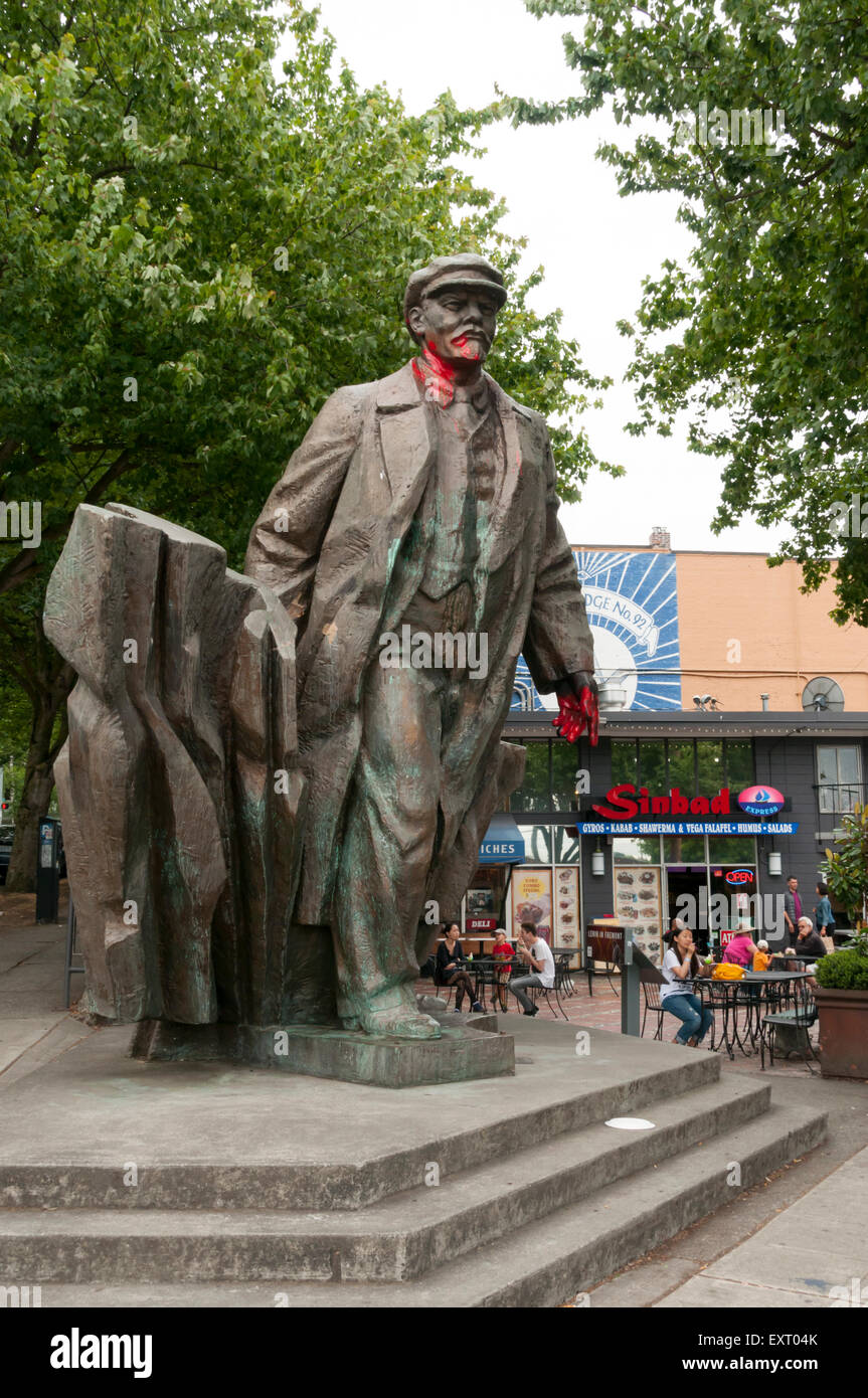 The statue of Lenin at the intersection of Evanston Ave N, N 36th St