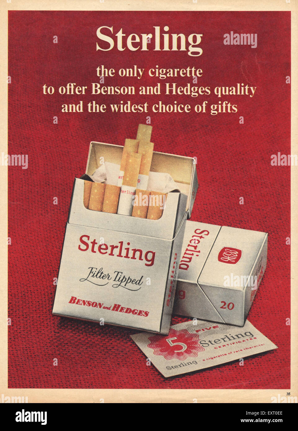 1960s UK Sterling Benson and Hedges Magazine Advert Stock Photo Alamy