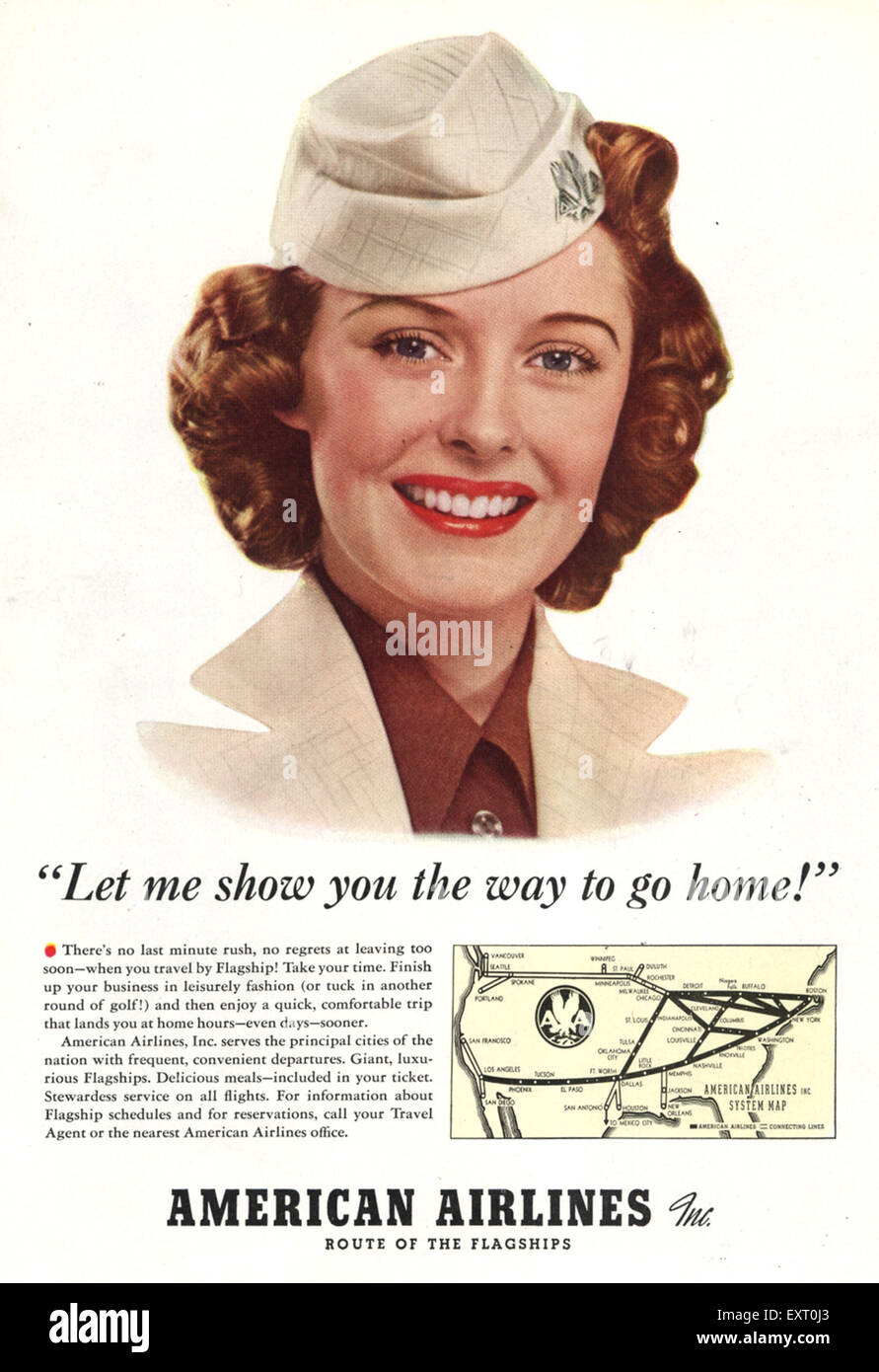 1940s USA Airlines Magazine Advert Stock Photo