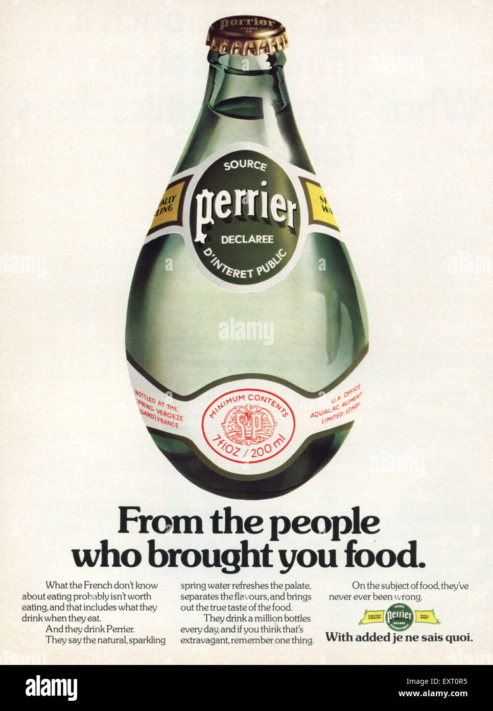 1970s UK Perrier Magazine Advert Stock Photo