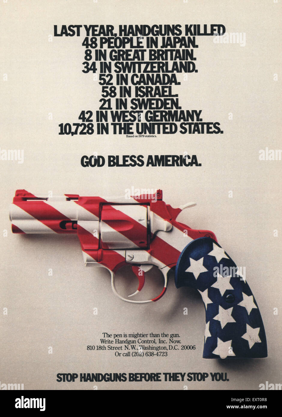 1970s USA Handgun Control Magazine Advert Stock Photo