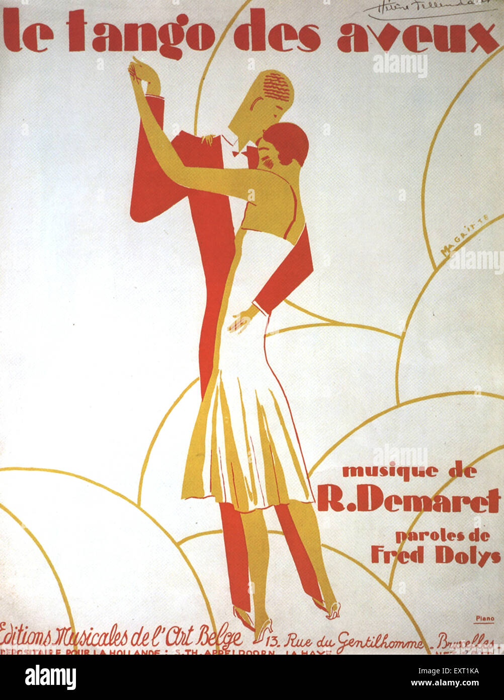 1920s Belgium Le Tango Des Aveux Sheet Music Cover Stock Photo - Alamy
