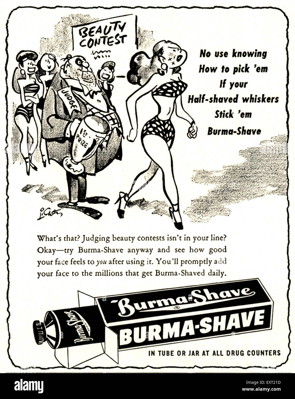 1950s UK Burma Shave Magazine Advert Stock Photo