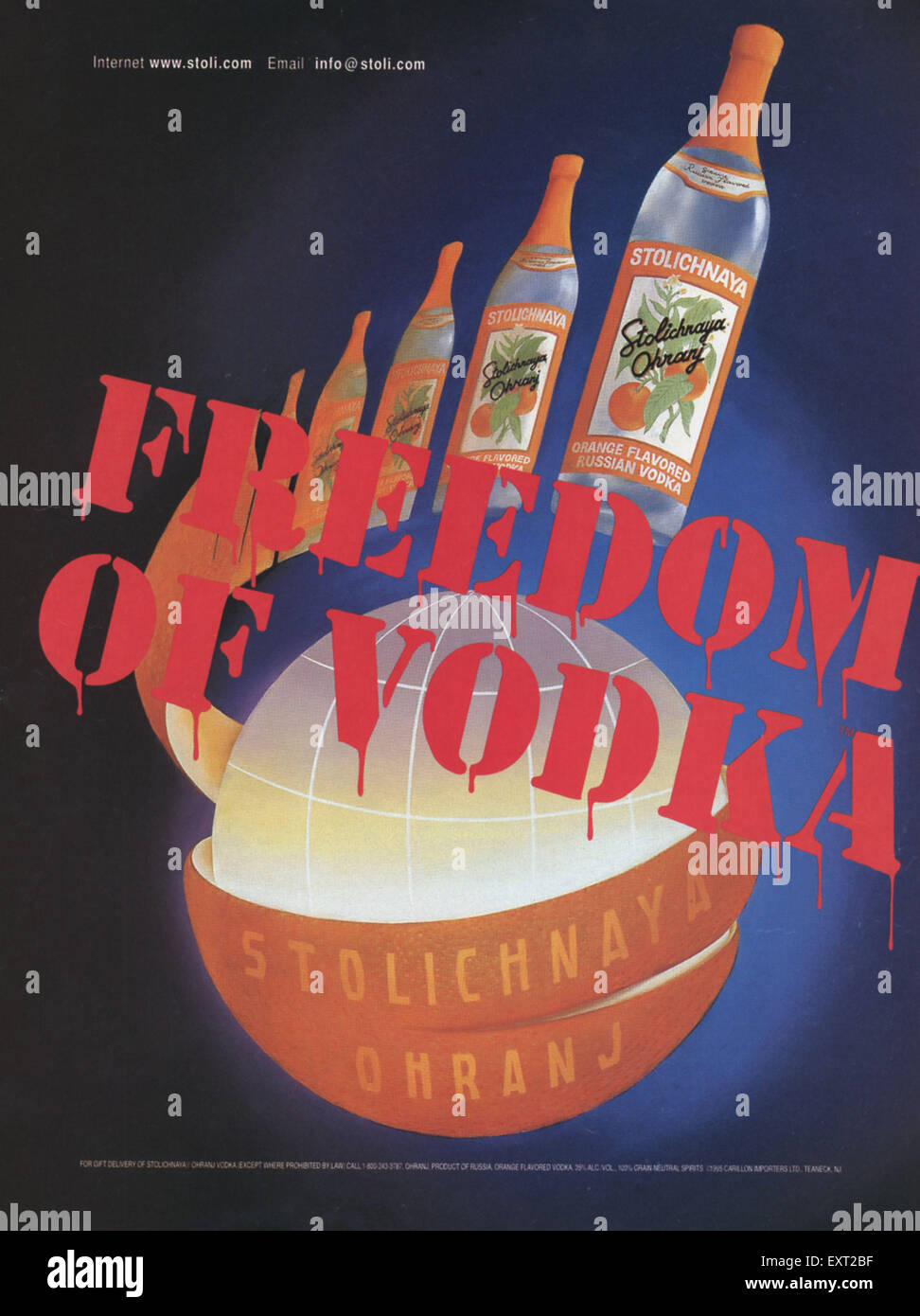 1990s USA Stolichnaya Magazine Advert Stock Photo