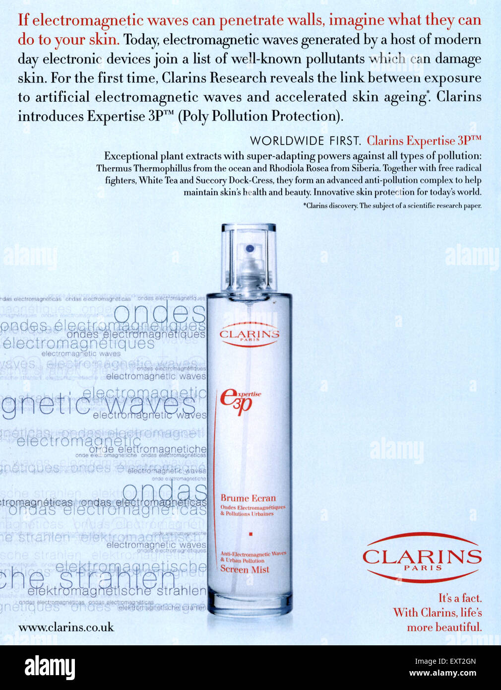 2000s UK Clarins Magazine Advert Stock Photo - Alamy