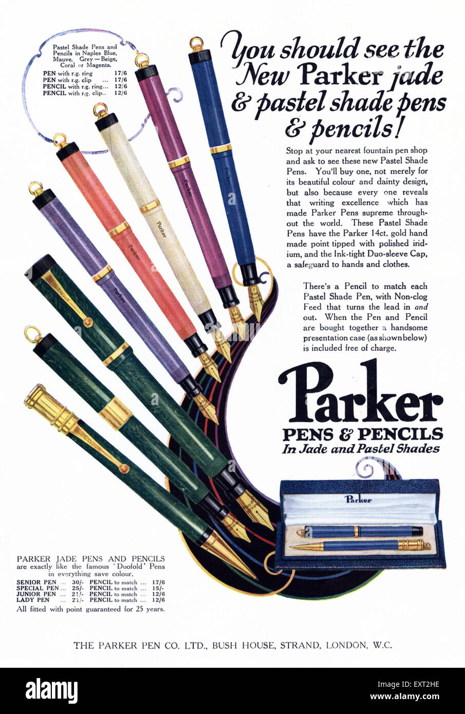 1920s UK Parker Magazine Advert Stock Photo