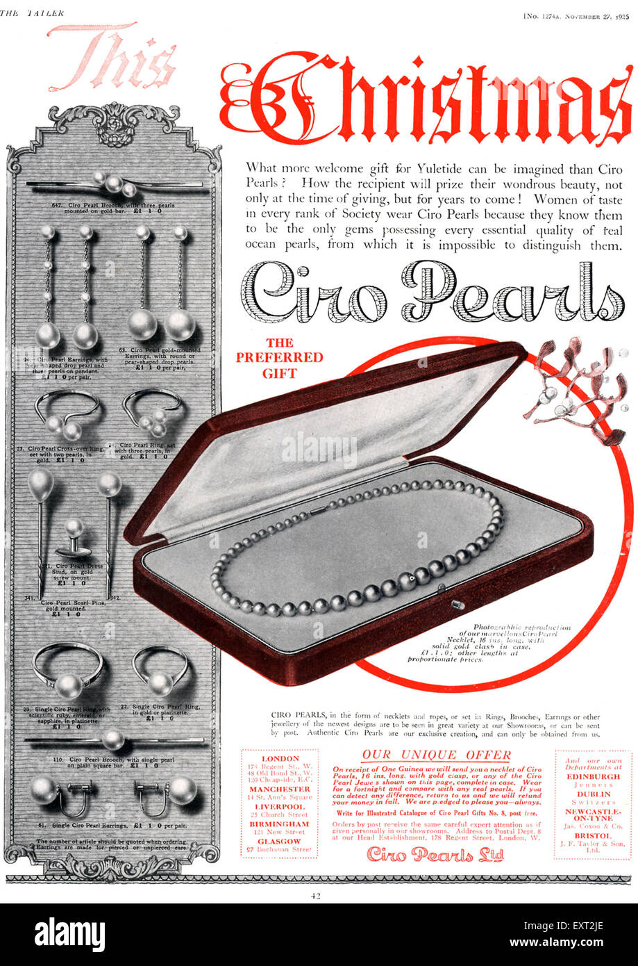 1920s UK Ciro Pearls Magazine Advert Stock Photo Alamy