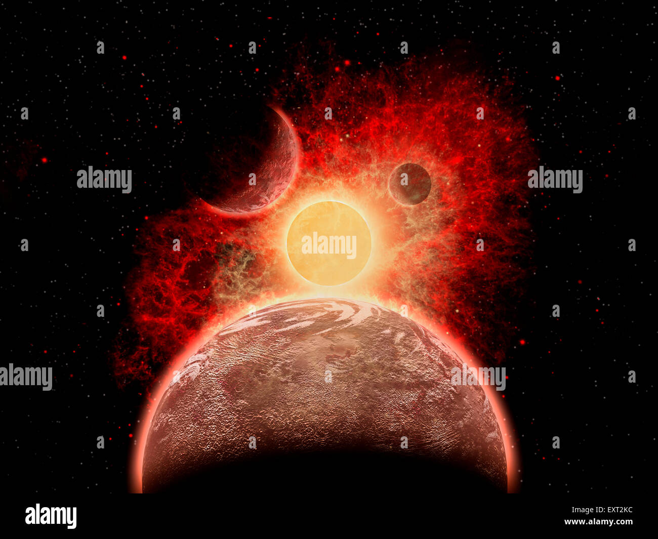 Dying Star System. Stock Photo