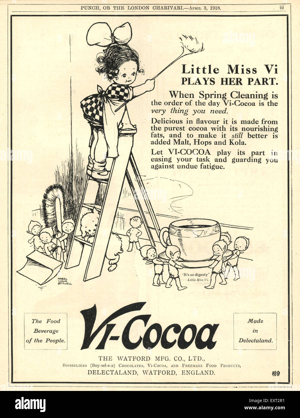1910s UK Vi-Cocoa Magazine Advert Stock Photo