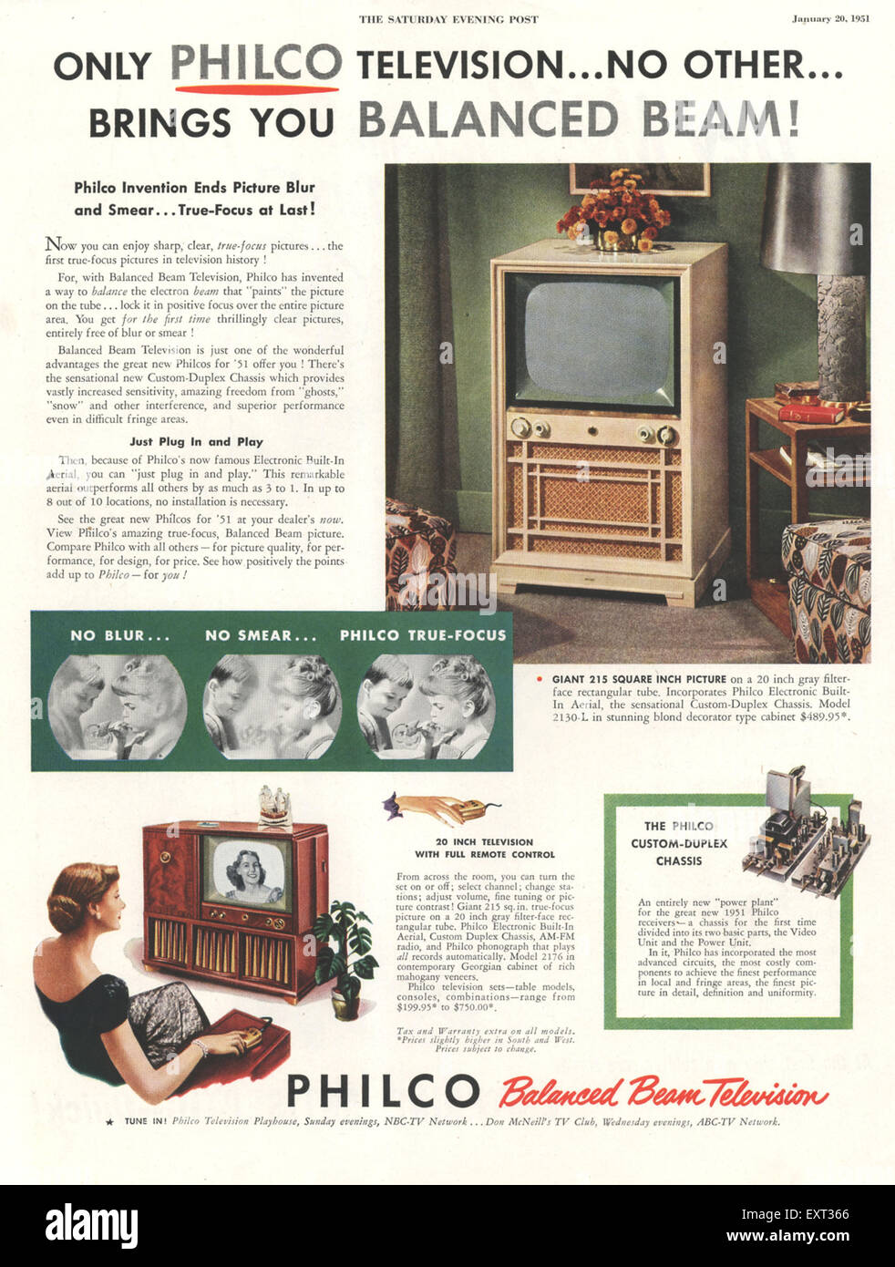 1950s USA Philco Magazine Advert Stock Photo