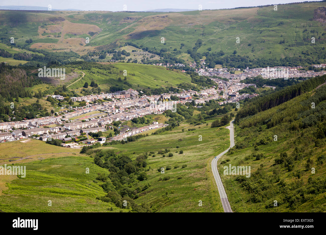 Linear pattern of terraced houses in Cwmparc, Treorchy, Rhonnda valley