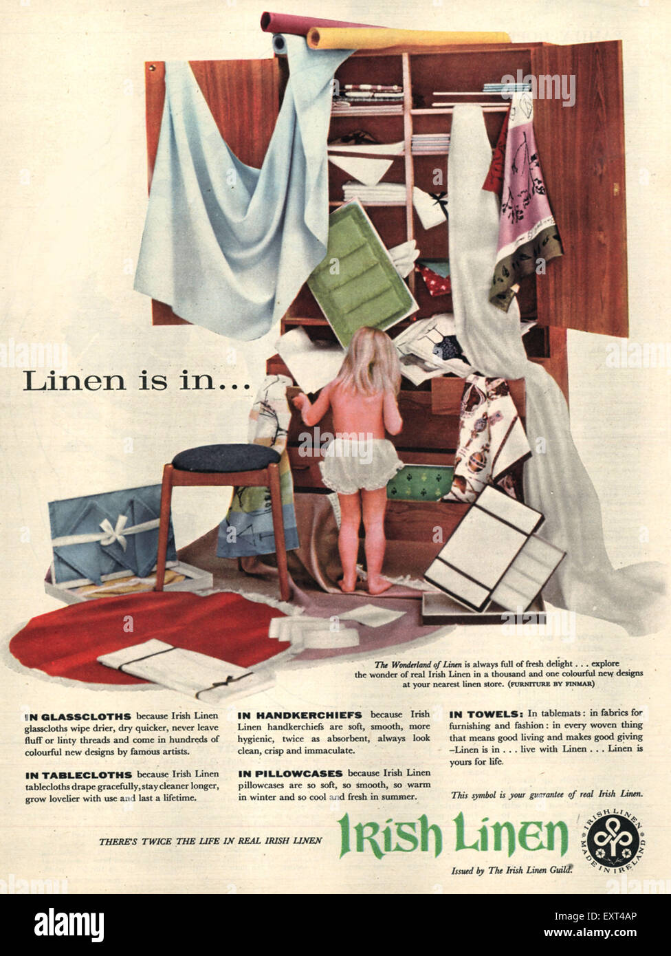 1960s UK Irish Linen Magazine Advert Stock Photo - Alamy