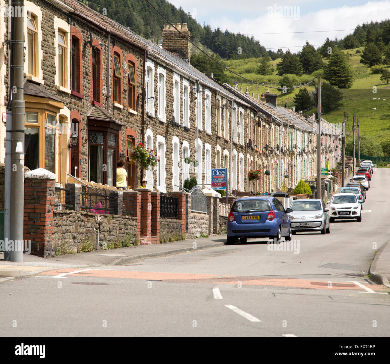 Terraced houses in Blaengwynfi, Neath Port Talbot area, South Wales, UK