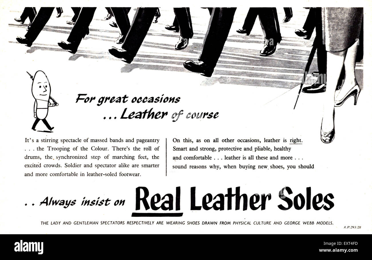 1950s UK Leather Magazine Advert Stock Photo