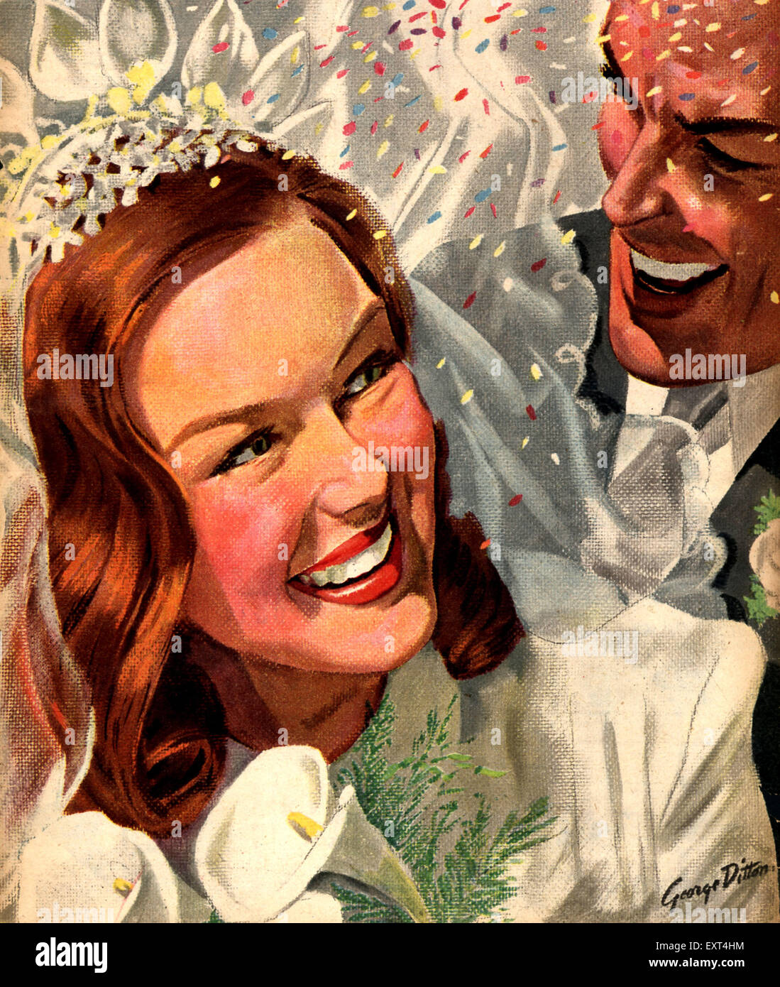 1940s UK Woman Wedding Magazine Cover Stock Photo