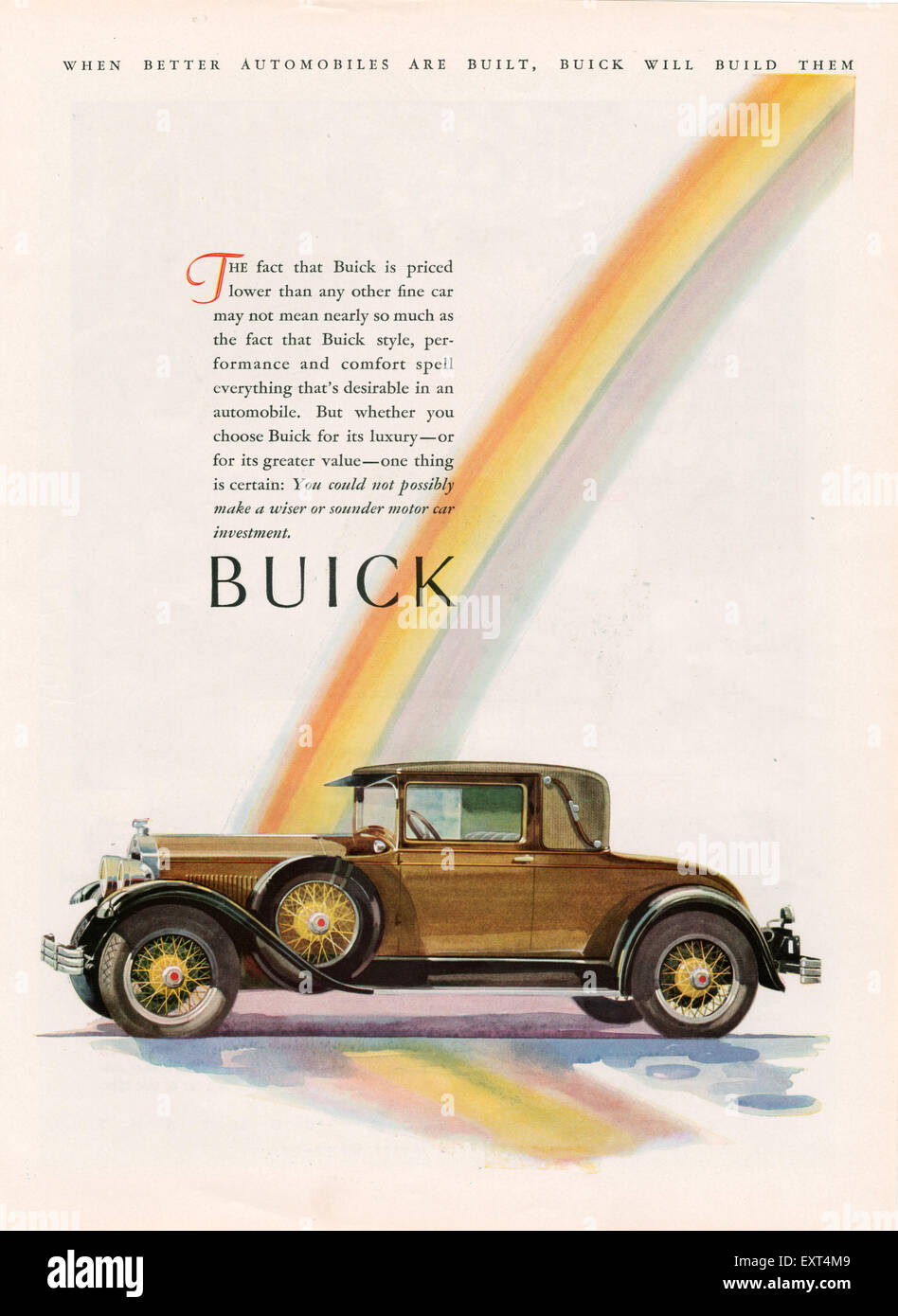 1920s USA Buick Division Of General Motors Magazine Advert Stock Photo