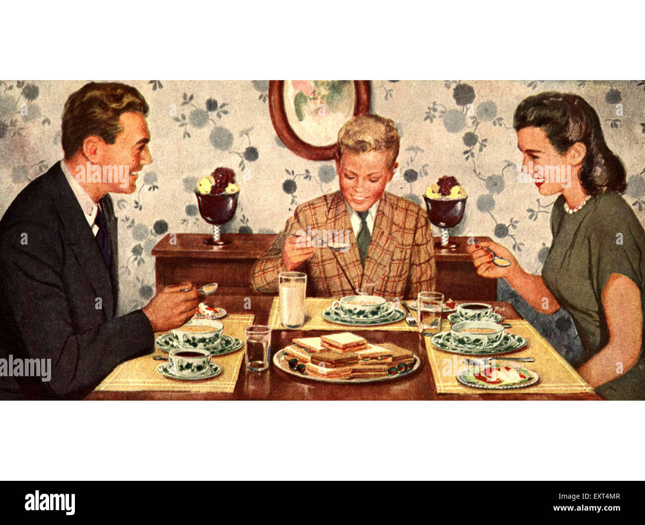 1950s USA Family Dinners Magazine Advert Stock Photo Alamy