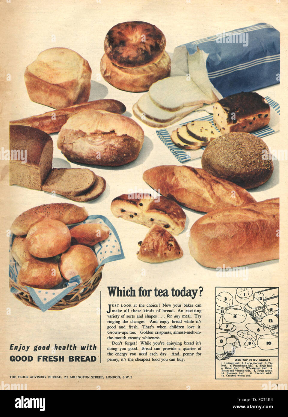 1950s UK Bread Magazine Advert Stock Photo Alamy