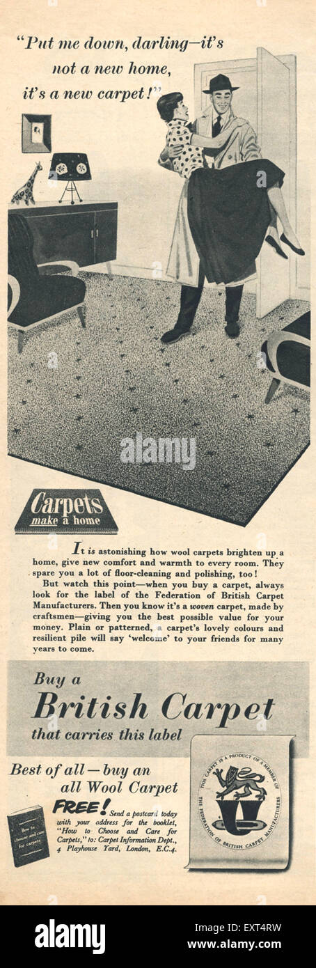 1950s UK British Carpets Magazine Advert Stock Photo - Alamy