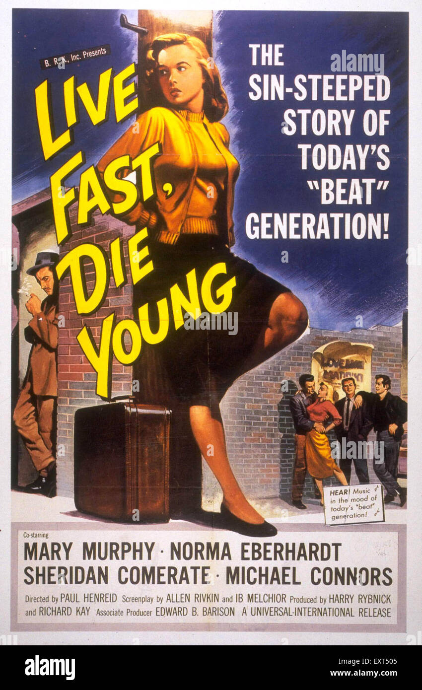 1950s USA Live Fast Die Young Film Poster Stock Photo