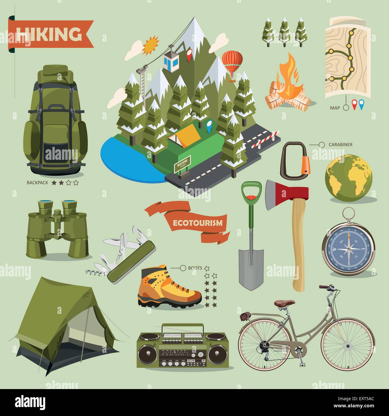 equipments used in hiking