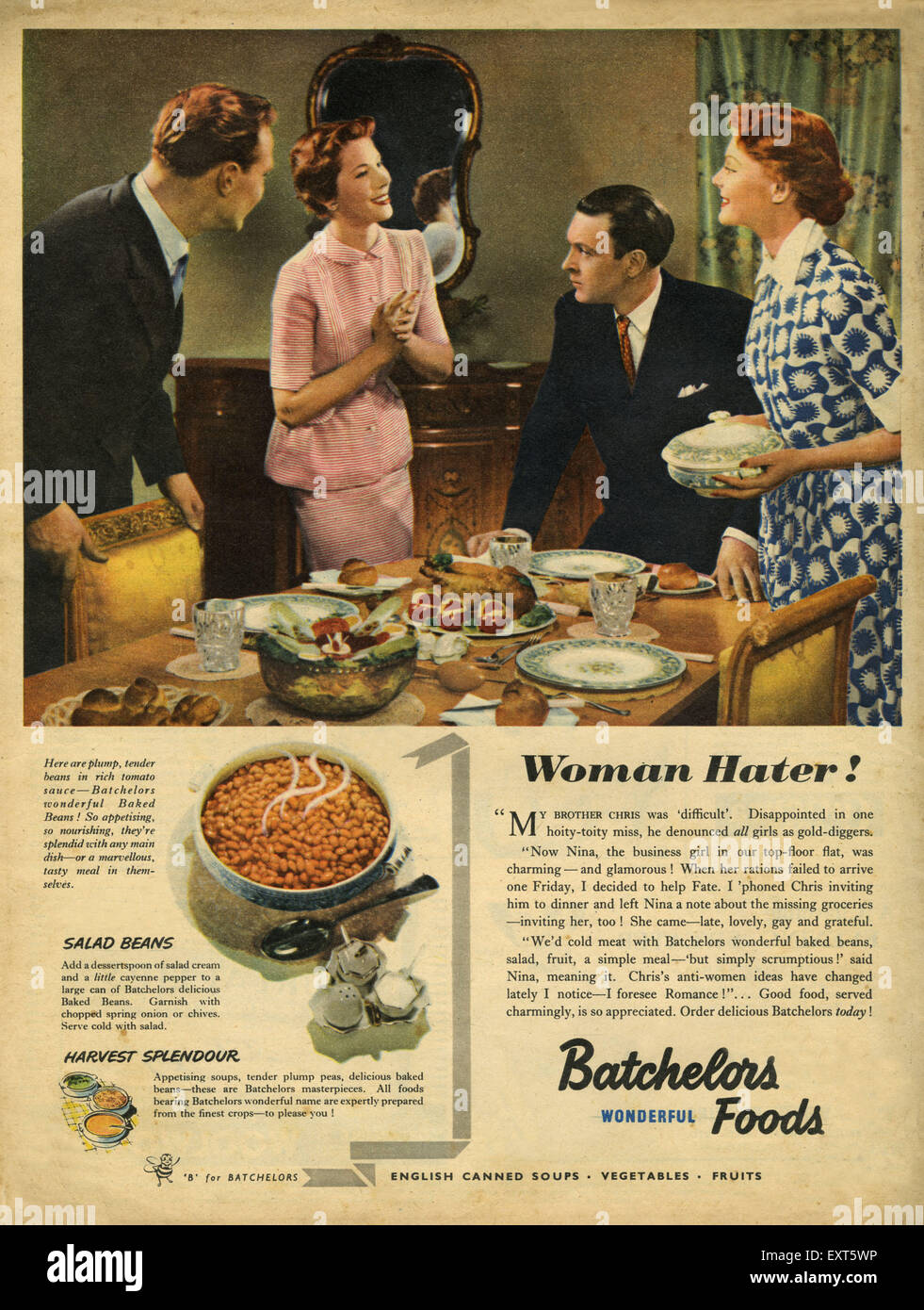 1950s UK Batchelors Magazine Advert Stock Photo