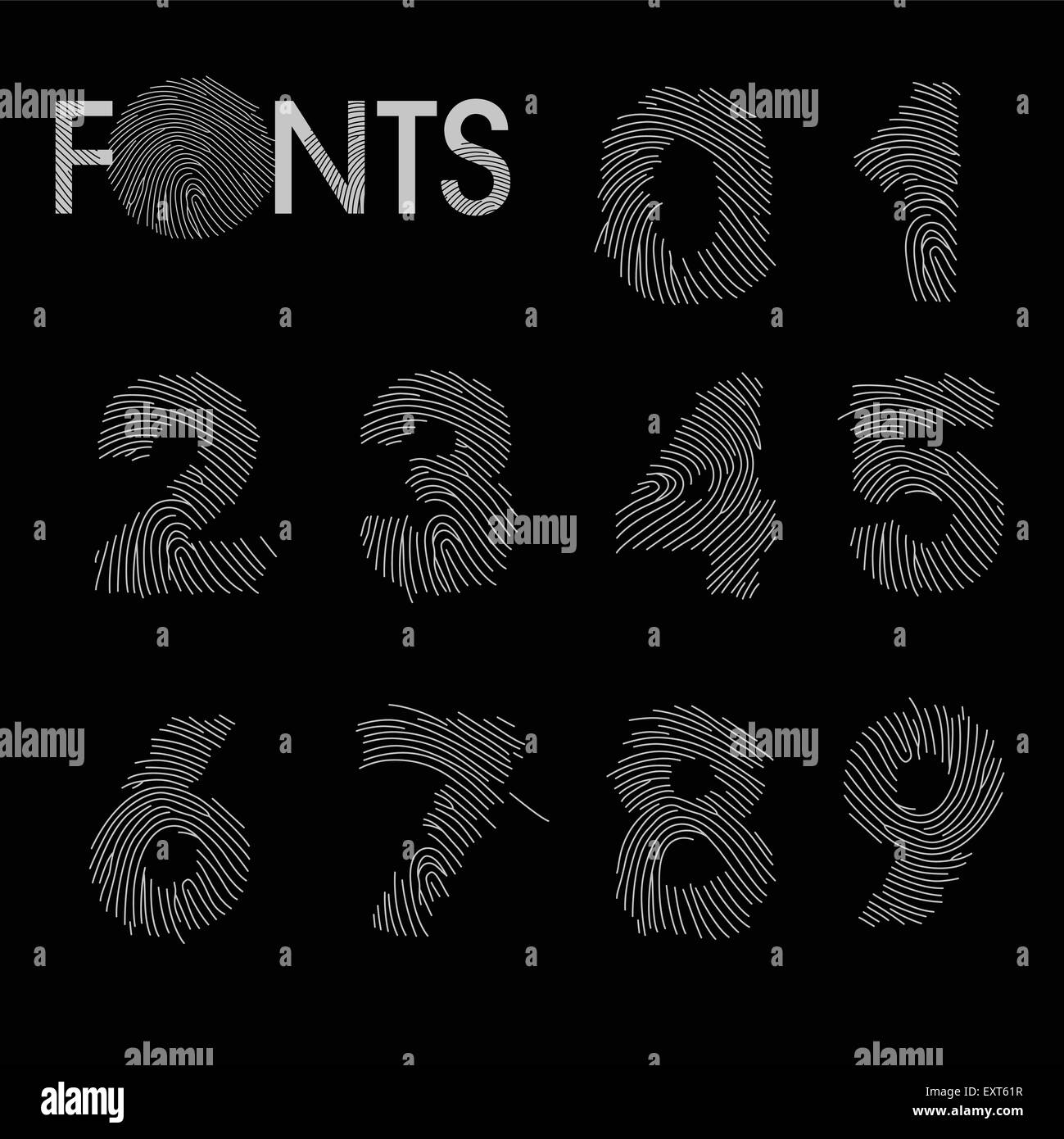 Finger print numbers best font vector Stock Vector