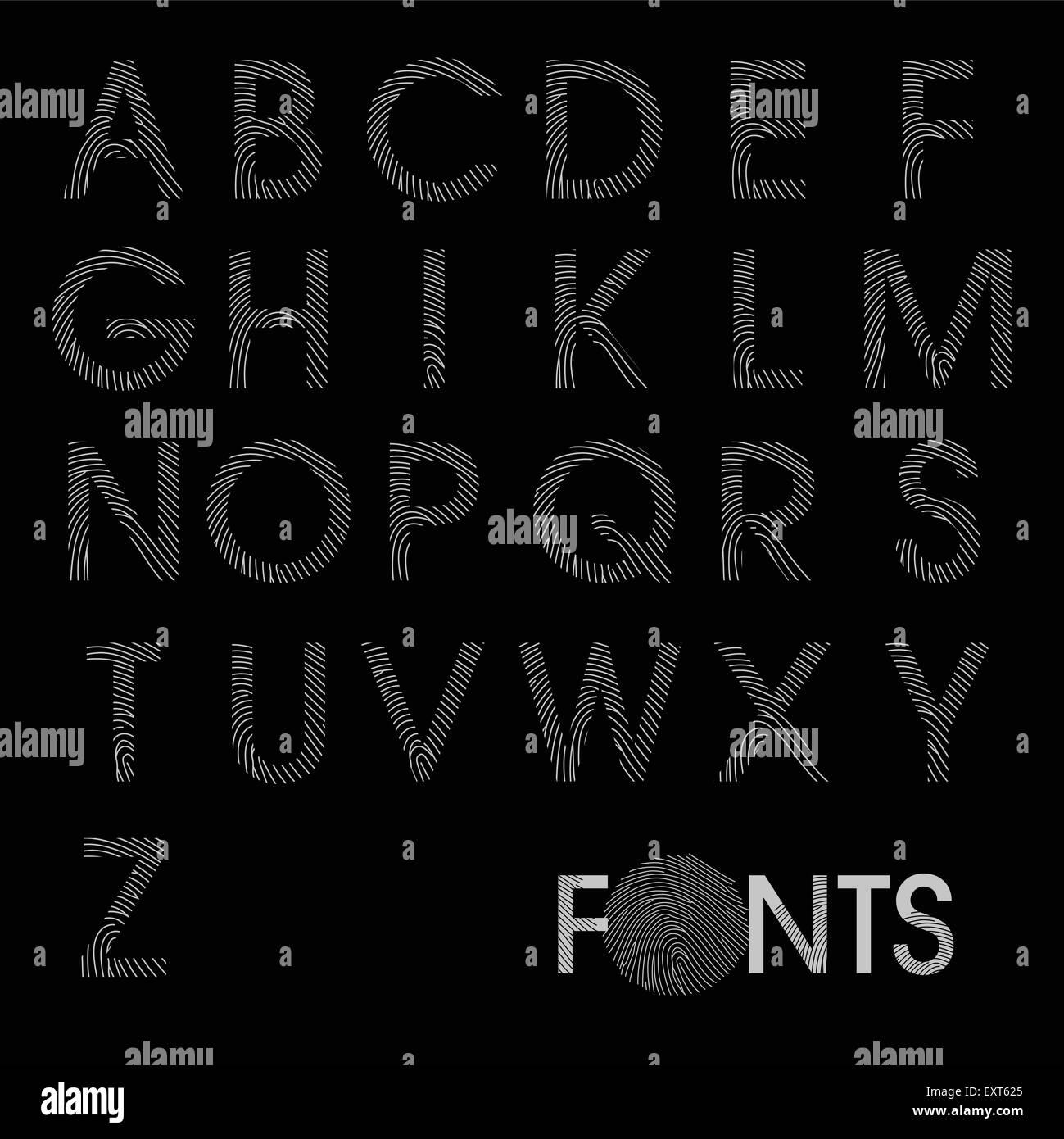 Finger print regular alphabet best font vector Stock Vector