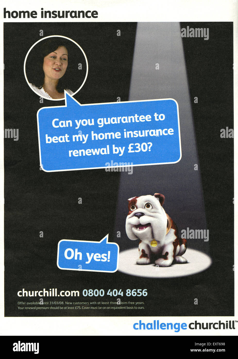 2000s UK Churchill Insurance Magazine Advert Stock Photo - Alamy