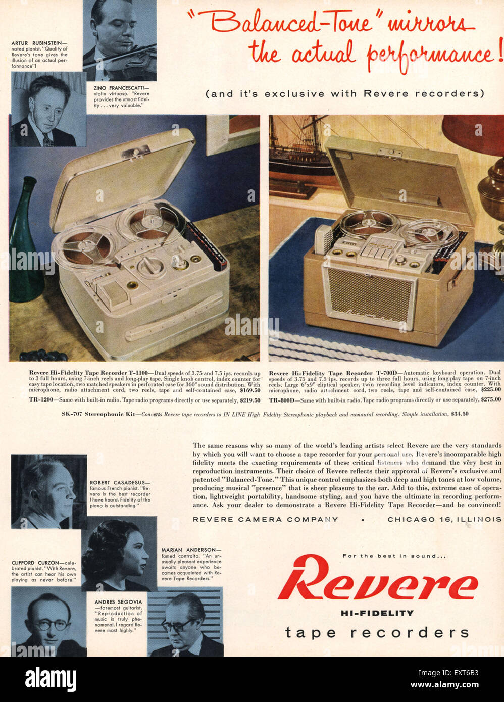 1950s USA Revere Magazine Advert Stock Photo - Alamy
