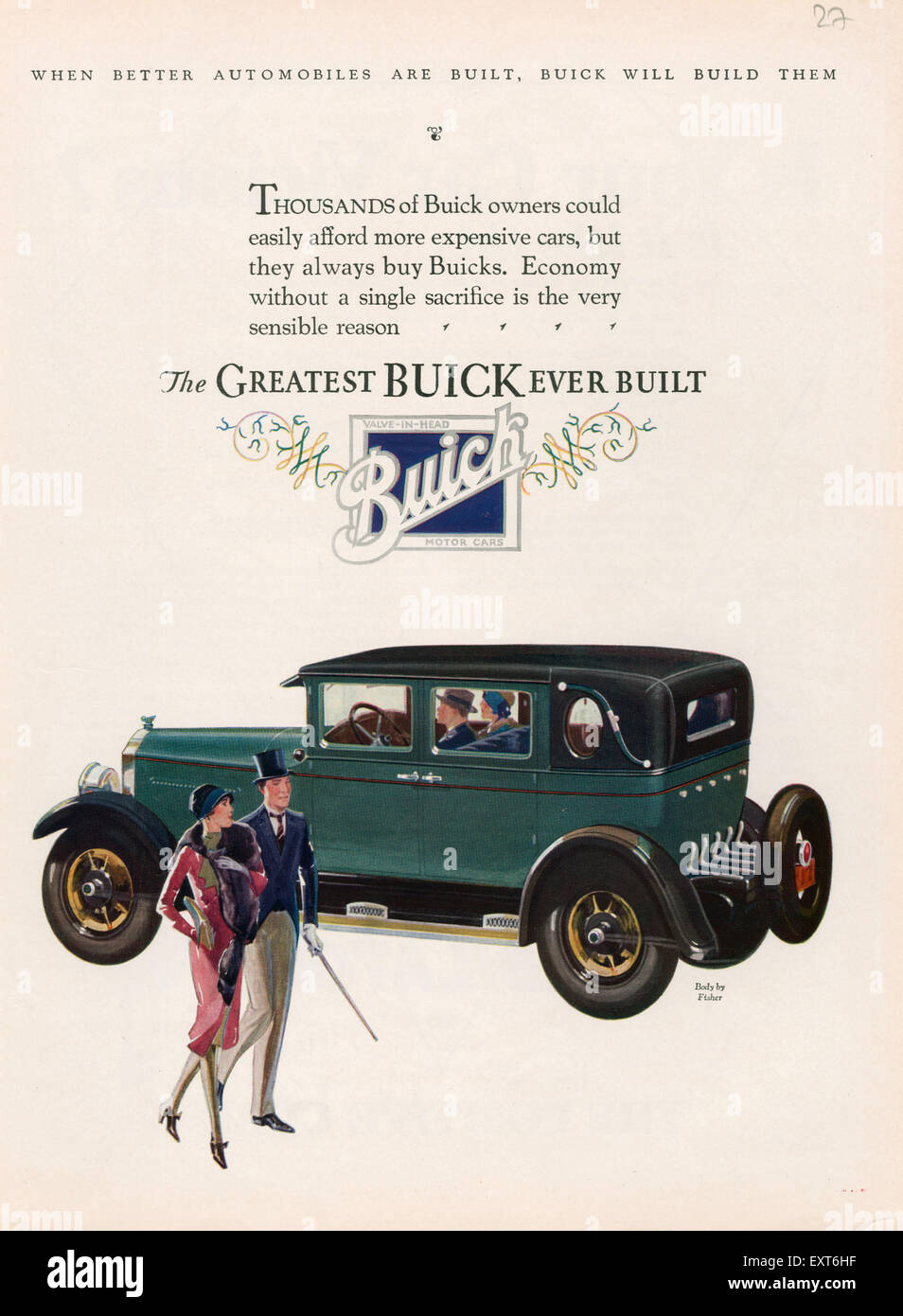 1920s USA Buick Division Of General Motors Magazine Advert Stock Photo
