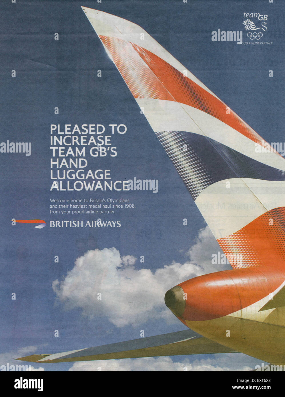 2000s UK British Airways Newspaper Advert Stock Photo