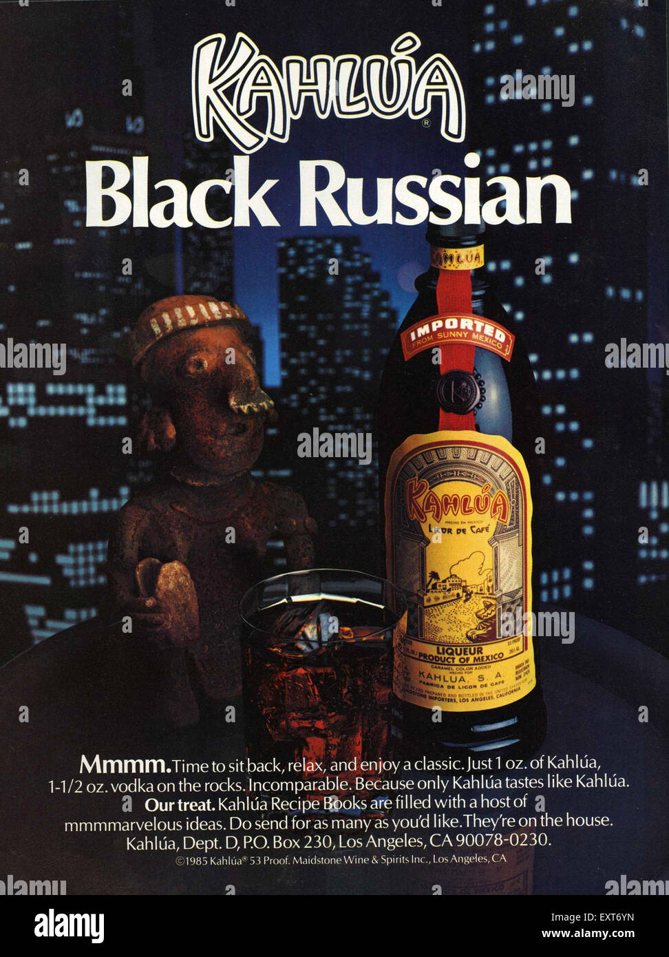 Kahlua Ad 1980s USA Kahlua Magazine Advert Stock Photo - Alamy