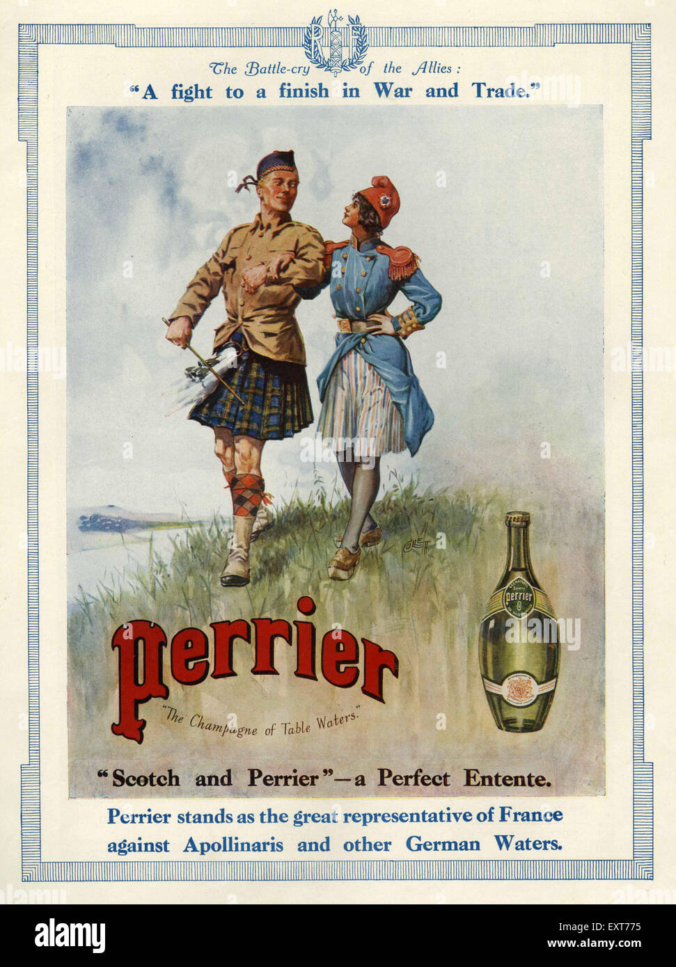 1910s UK Perrier Magazine Advert Stock Photo