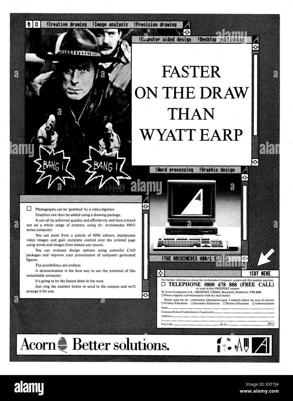 1980s UK Acorn Magazine Advert Stock Photo
