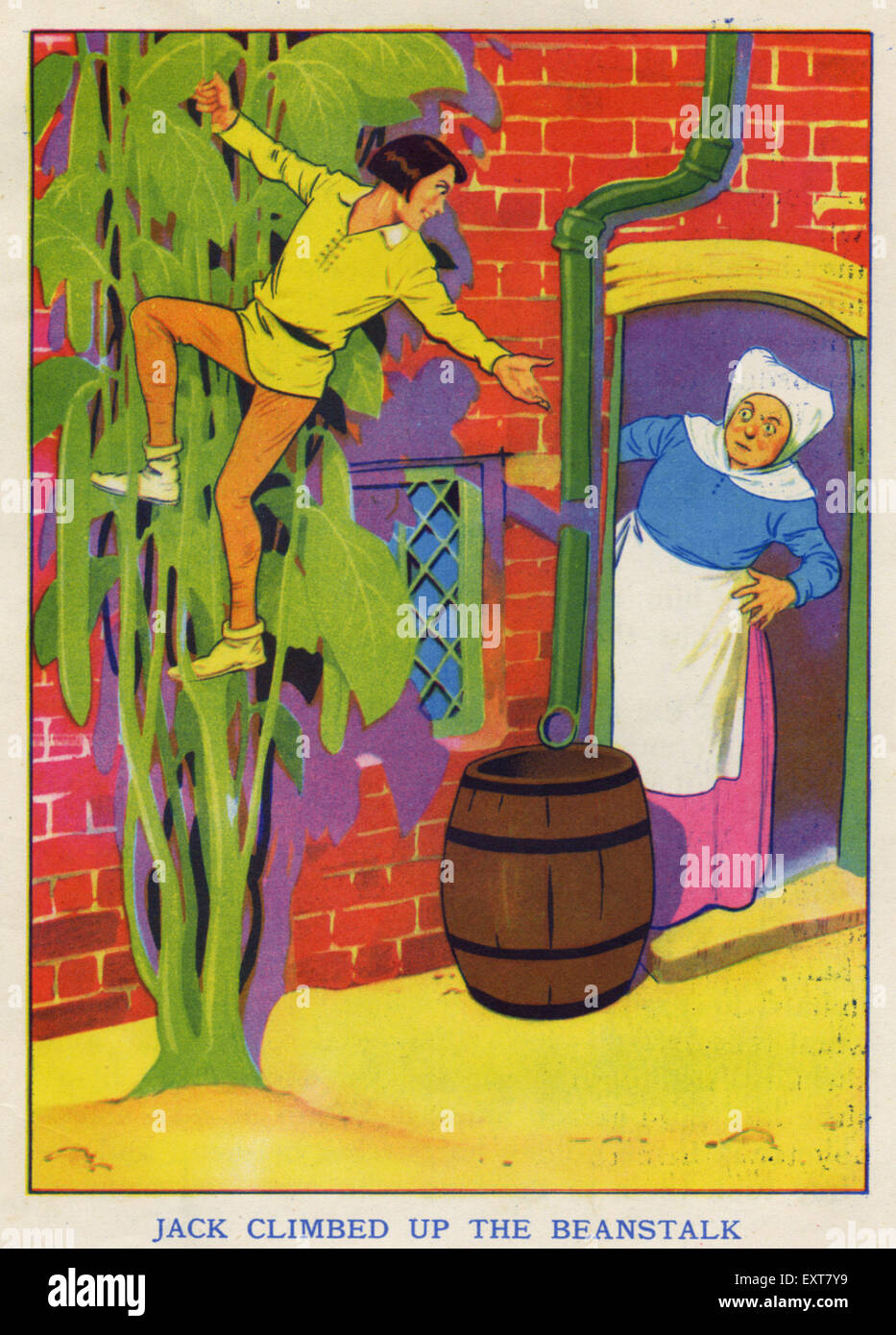 1930s UK Jack and the BeanStalk Book Plate Stock Photo