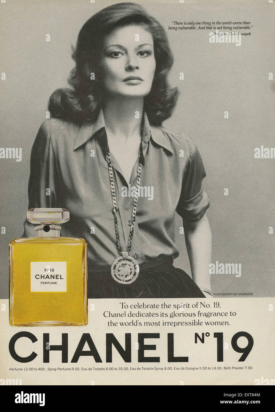 Print Ad 1975 Chanel No 19 feat Princess Mara Ruspoli Vintage Glamour  Magazine
