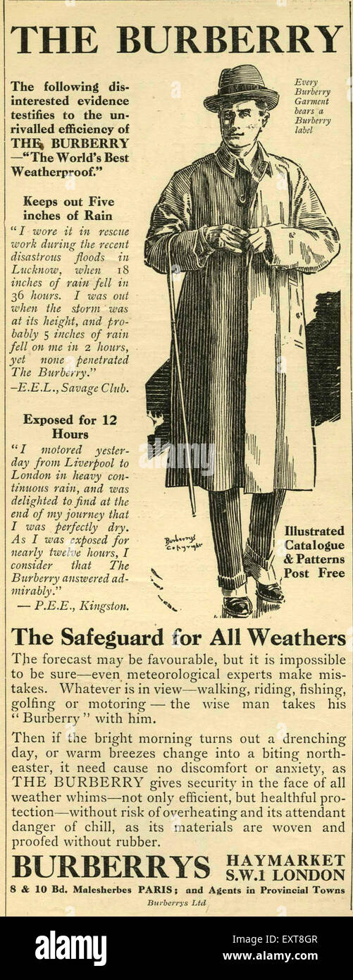 verdund Graden Celsius Beginner 1920s UK Burberry Magazine Advert Stock Photo - Alamy
