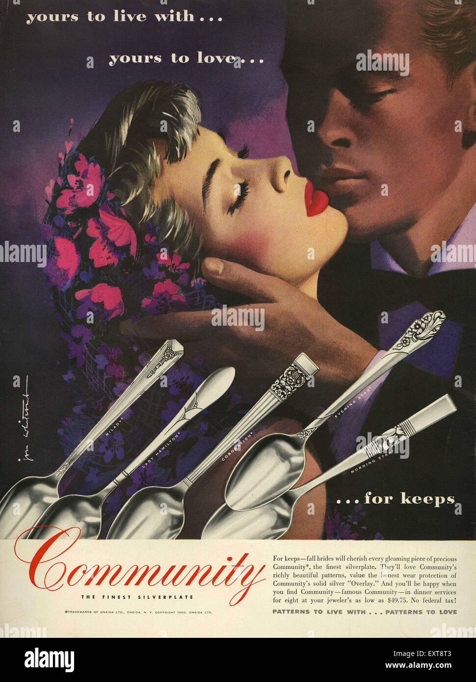 1950s USA Community Cutlery Magazine Advert Stock Photo - Alamy