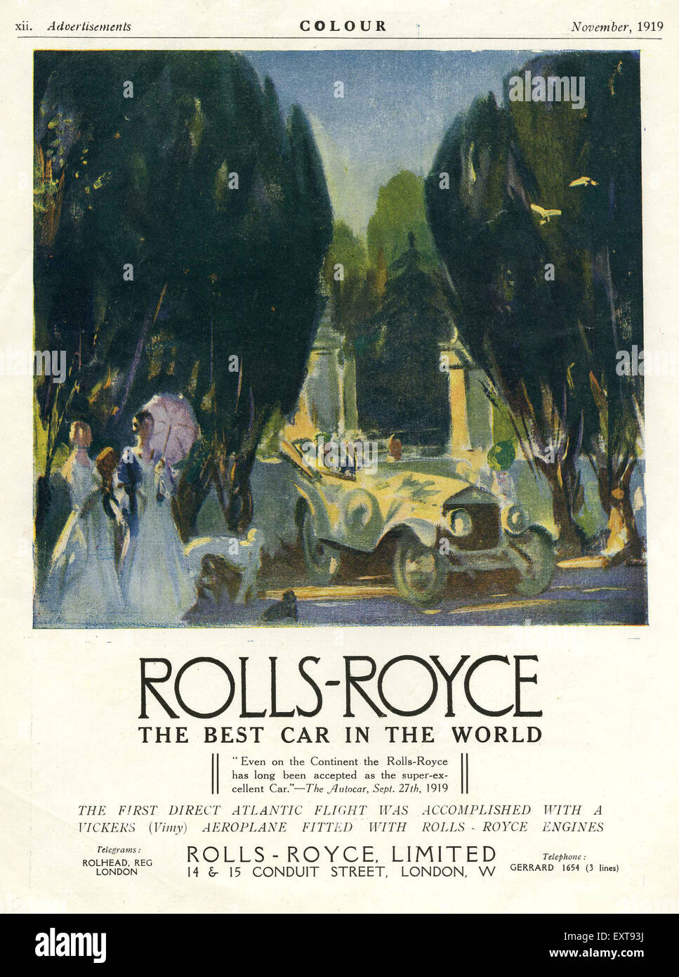1910s UK Rolly Royce Magazine Advert Stock Photo