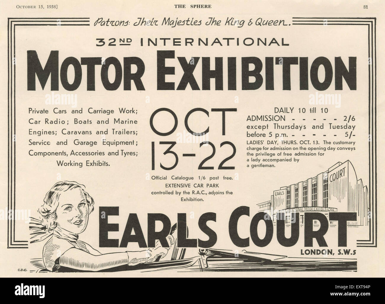 1930s UK Earls Court Motor Exhibitions Magazine Advert Stock Photo