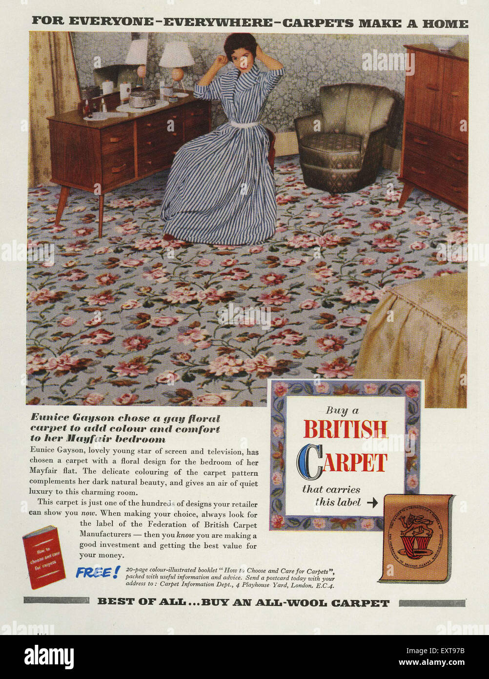 1950s UK British Carpets Magazine Advert Stock Photo Alamy