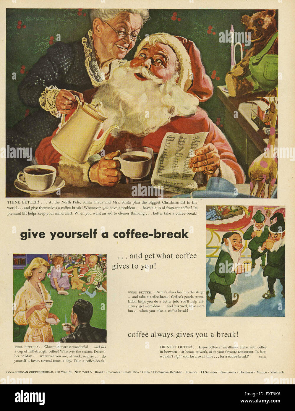 1950s USA Pan American Coffee Magazine Advert Stock Photo