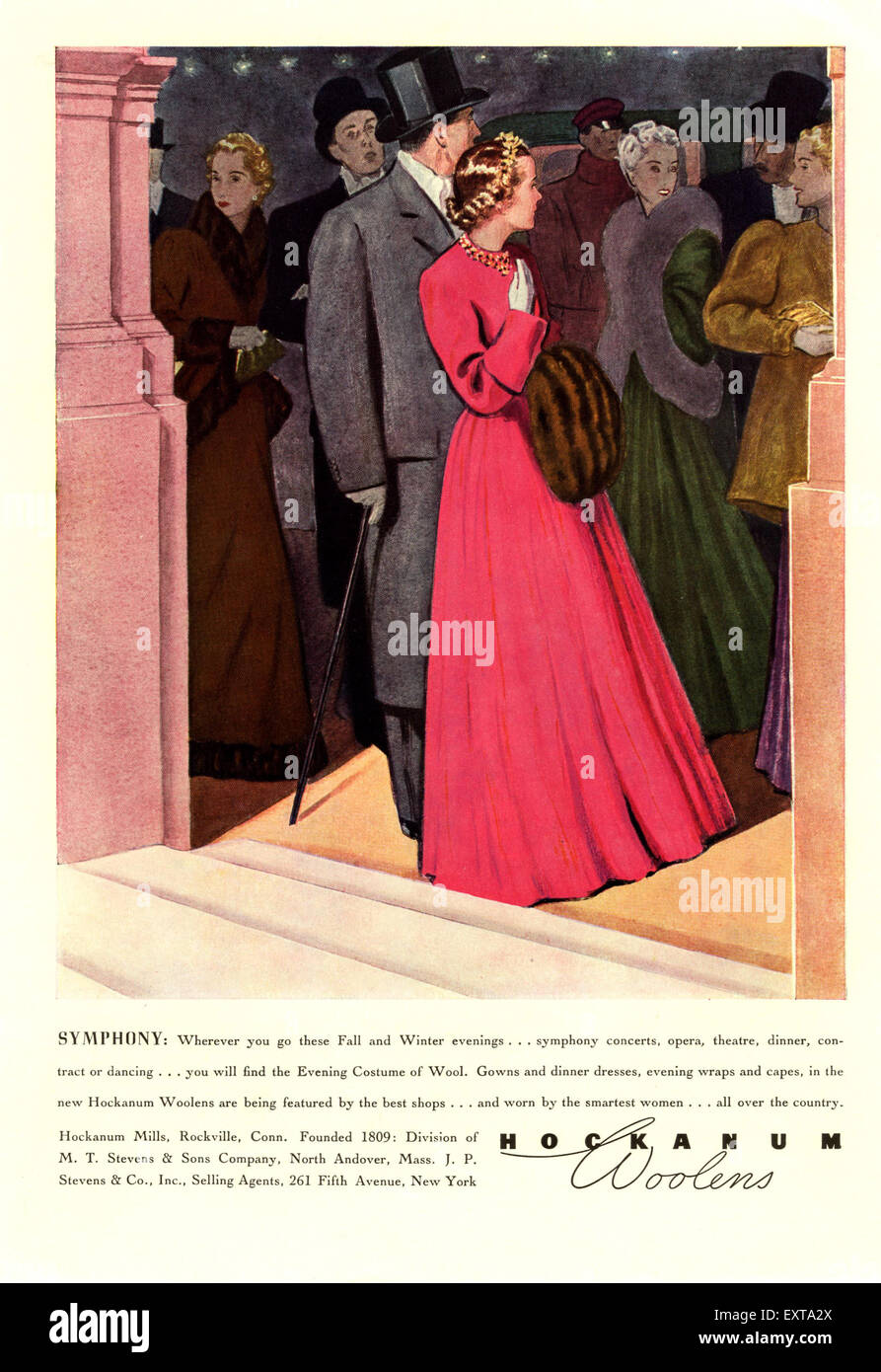 1930s USA Hockanum Woolens Magazine Advert Stock Photo