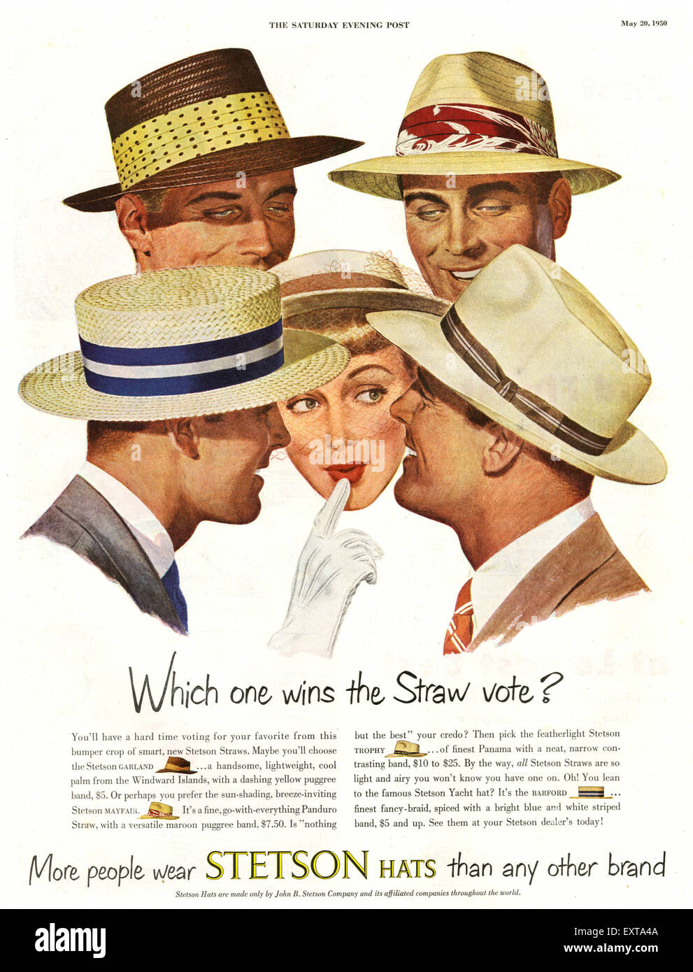1950s USA Stetson Hats Magazine Advert Stock Photo - Alamy