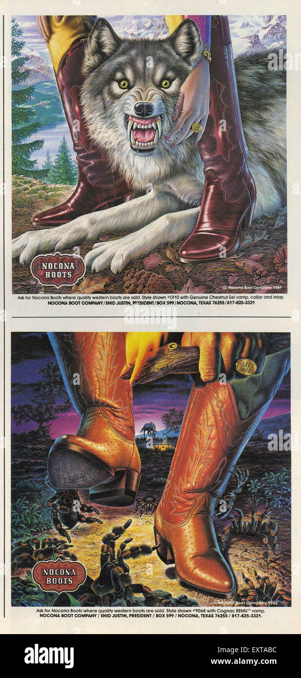1980s USA Nocona Magazine Advert Stock Photo - Alamy
