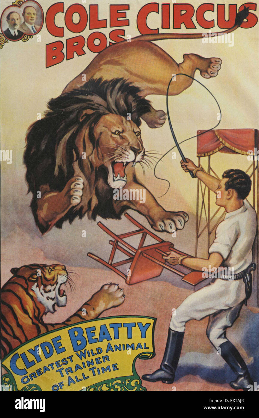 1900s  Cole Circus Bros Poster Stock Photo