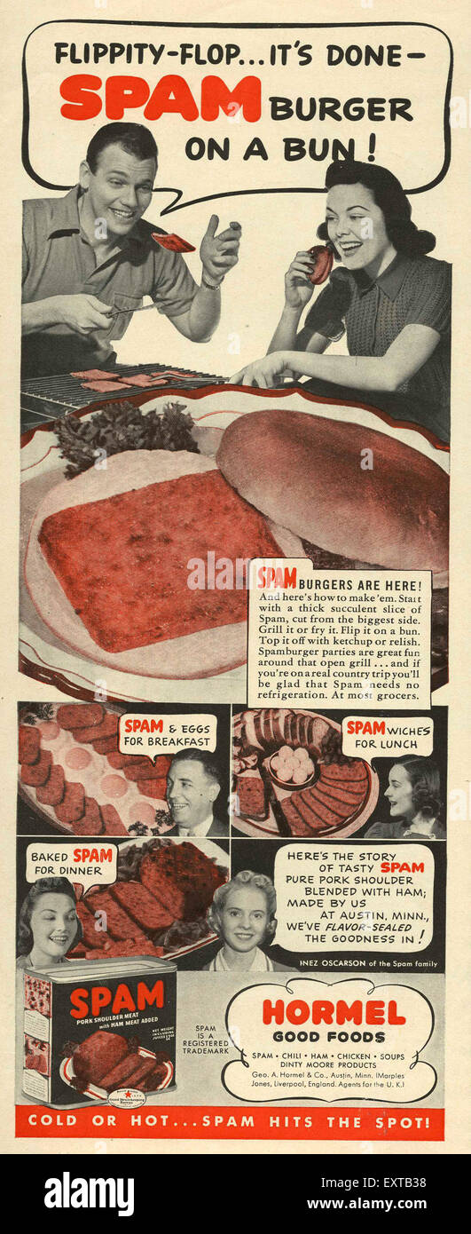 1950s USA Spam Magazine Advert Stock Photo