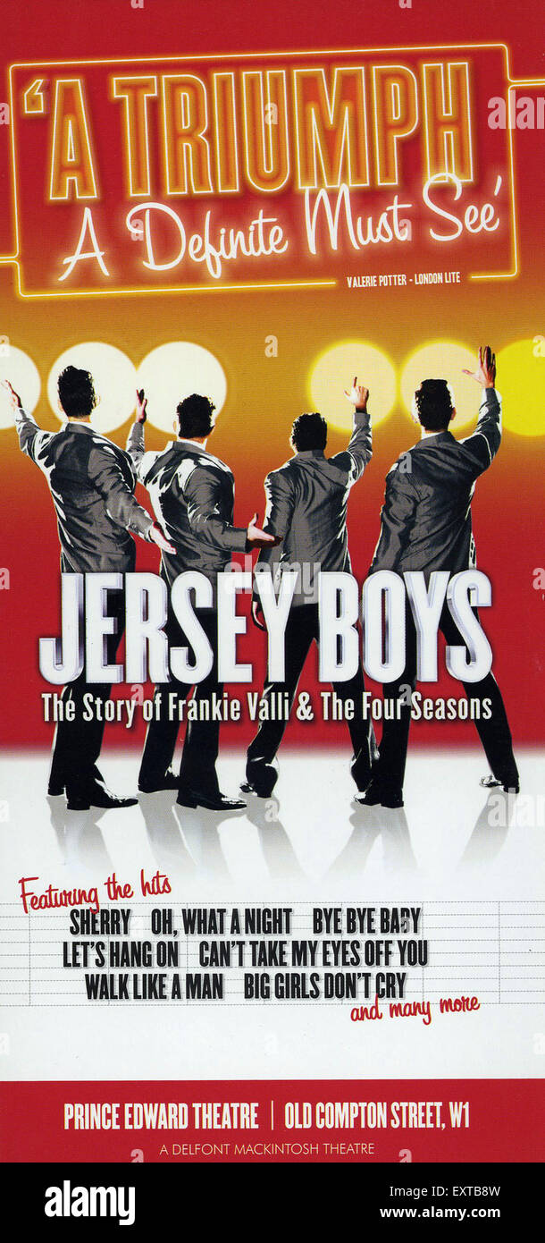 2000s UK Jersey Boys Leaflet/  Flyer Stock Photo