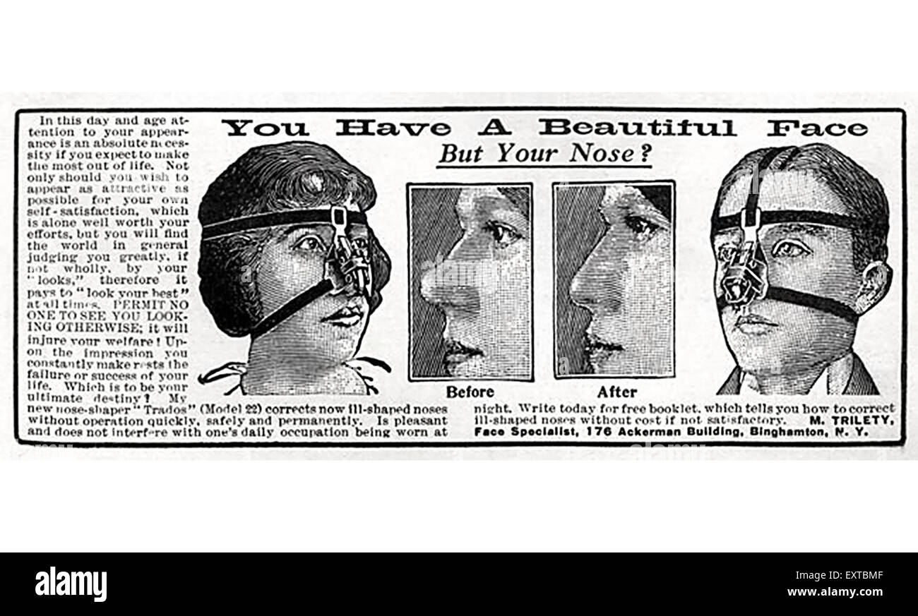 1900s USA Nose-Shaper Magazine Advert Stock Photo